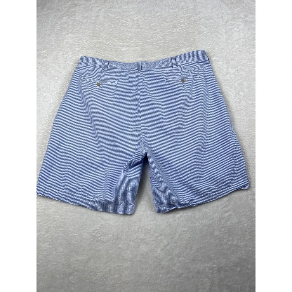 Polo Ralph Lauren Seersucker Shorts Tyler Pleated Blue Striped Cotton Mens Sz 42